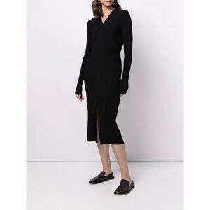 NWOT Proenza Schouler White Label Womens Rib Zip-up Cardigan Dress Black Medium